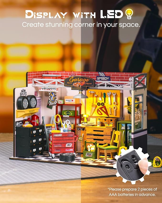 Rolife DIY Miniature House Kit Garage Workshop, Build 1/20 Mini House Building - Image 3