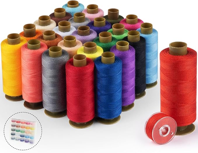 50 Pcs 25Color Sewing Machine Thread & Prewound Bobbins Size A, 500 Yard Thread - Image 3