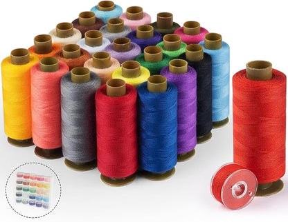50 Pcs 25Color Sewing Machine Thread & Prewound Bobbins Size A, 500 Yard Thread - Image 3