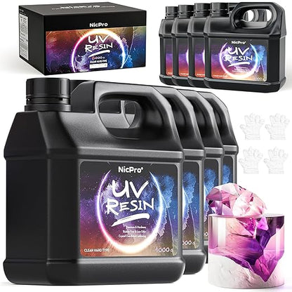Nicpro UV Resin, 8000g Large Crystal Clear Cure Kit, No Mixing & Quick Curing by Nicpro