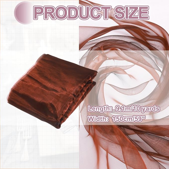 MECCANIXITY Iridescent Sheer Organza Fabric, 10 Yards x 59 Inches Solid - Image 2