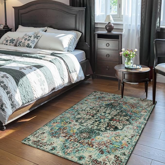 Lahome Bohemian Floral Medallion Area Rug - Image 3
