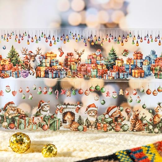6 Rolls PET Washi Tape Stickers Set, Christmas Washi Tape - Image 3