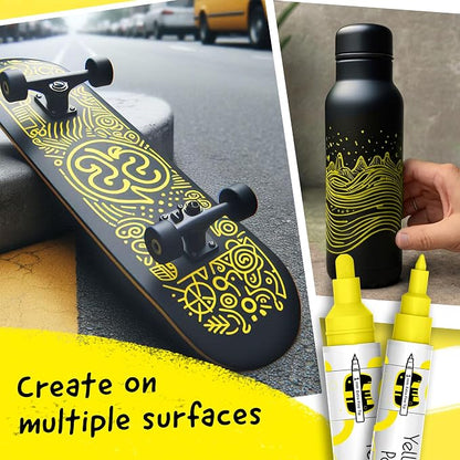 4 Dual Tip Yellow Paint Pen Metallic - Image 6