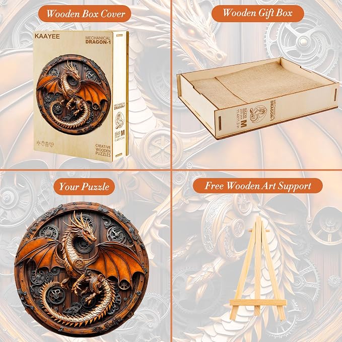 KAAYEE Wooden Puzzles for Adults, 3D Vision Mechanical Dragon Wooden Jigsaw - Image 8