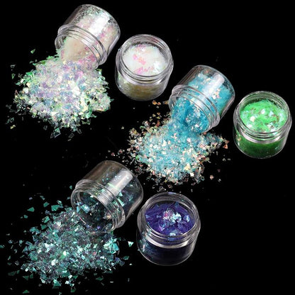 Allstarry 12 Colors Mermaid Nail Chunky Glitter Ultra-Thin Fluorescent Glass - Image 4
