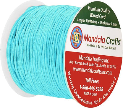 Mandala Crafts 1mm 109 Yards Turquoise Cotton Waxed Cord - Image 2