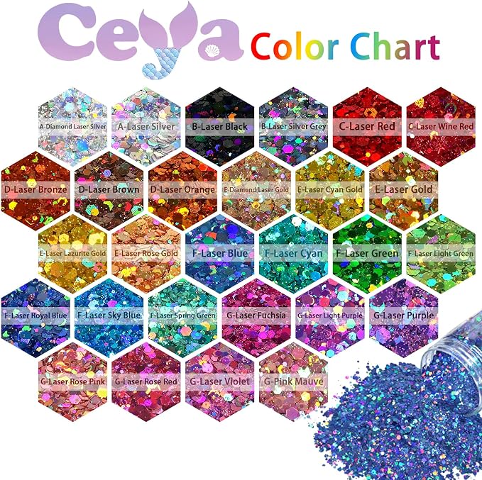 Ceya Holographic Chunky Glitter, 4.9oz/ 140g Orange Craft Fall Glitter Powder - Image 4