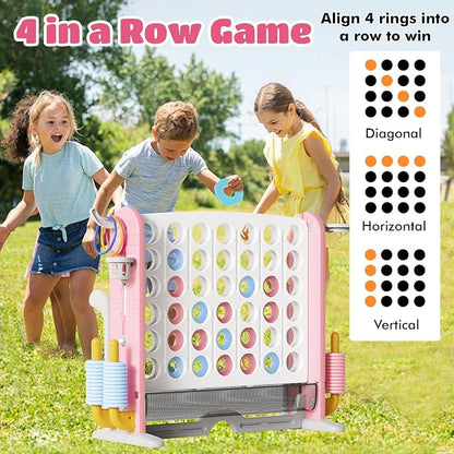 Giant 4 in-A-Row Connect Game Set, Adjustable Height Jumbo Yard Game - Image 2