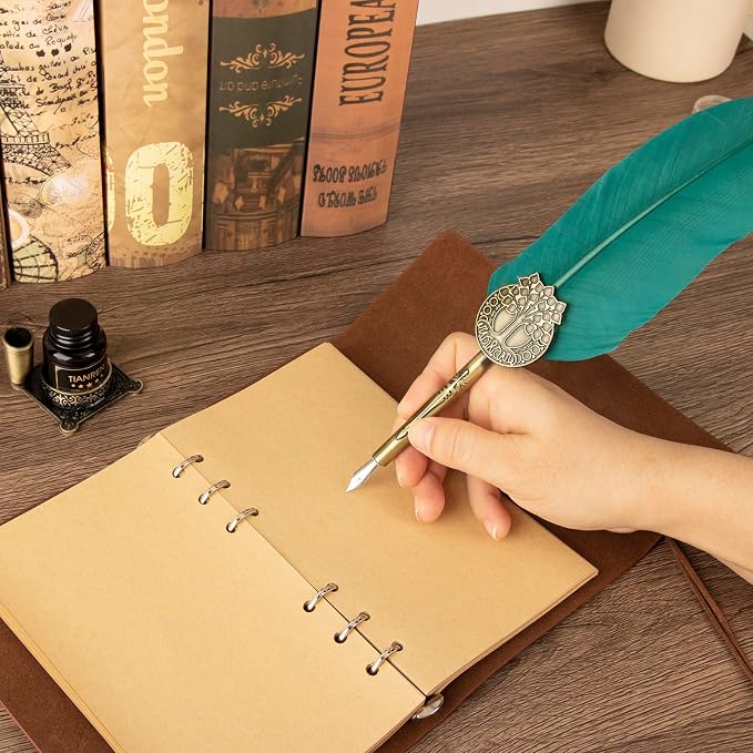Quill pen ink set, Feather Pen and Ink Set, Antique Calligraphy Pen - Image 6