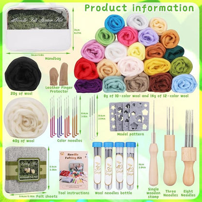 Mayboos Needle Felting Kit, 24 Colors Wool Roving Set, Needle Felting Kit - Image 2