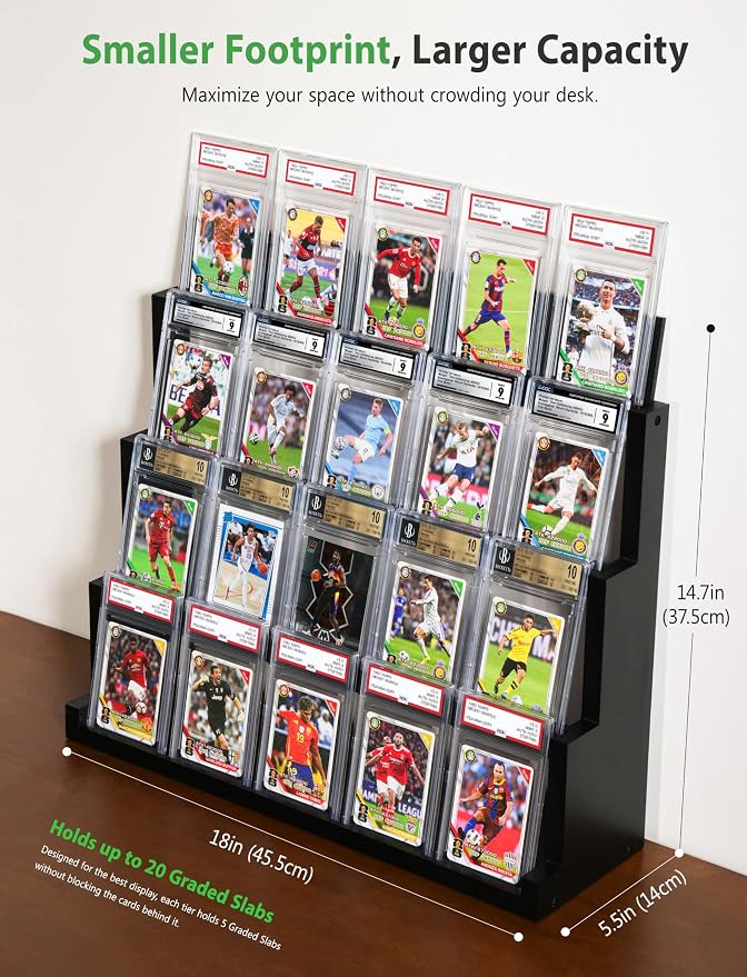 4-Tier Card Display Stand, Wooden Trading Card Display Case - Image 2