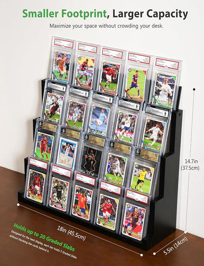 4-Tier Card Display Stand, Wooden Trading Card Display Case - Image 2