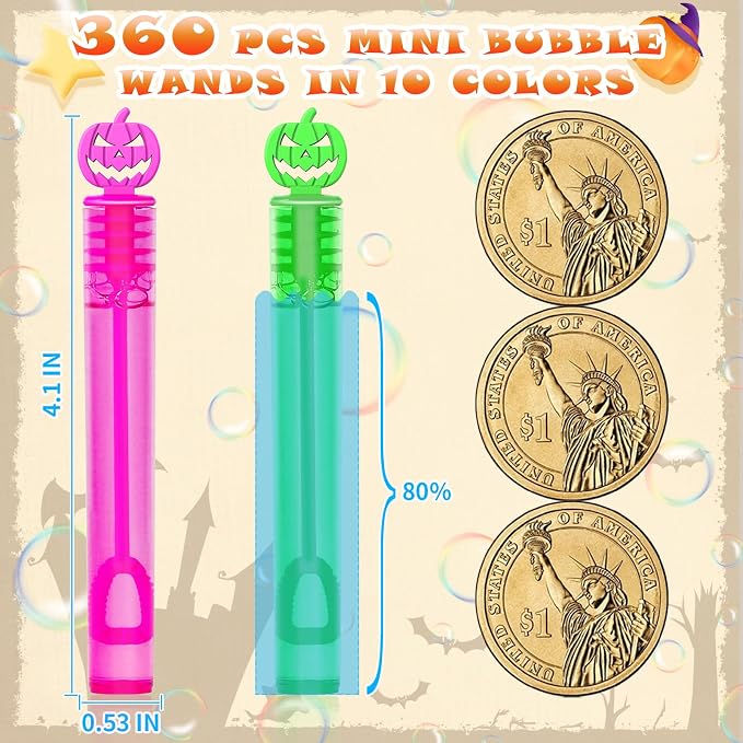 400 Piece Halloween Party Favor Bubbles, Halloween Bubble Wands Bulk - Image 5