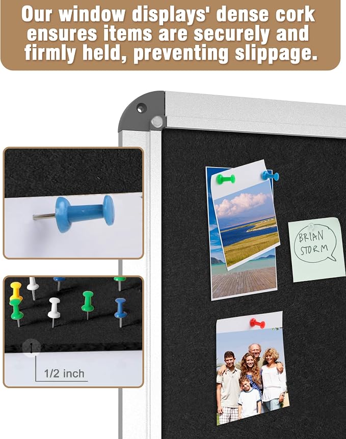 28"x26" Enclosed Bulletin Board, Lockable Weather-Resistant Aluminum Cork - Image 6