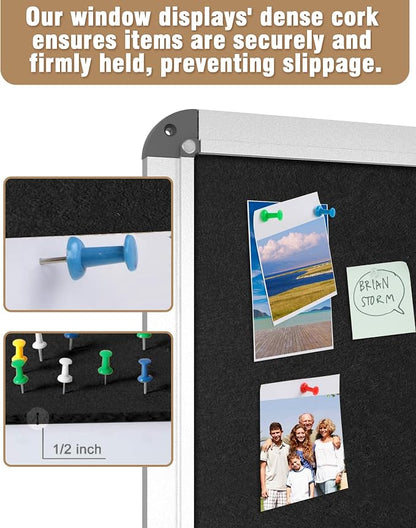 26"x20" Enclosed Bulletin Board, Lockable Weather-Resistant Aluminum Cork - Image 6