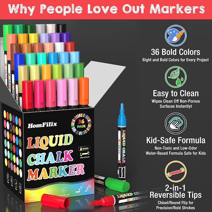 36-Color Liquid Chalk Markers Set, - Image 2