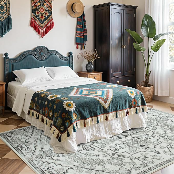 Lahome Area Rug 5x7 Washable Living Room Rug, Large Soft Bedroom Rug, Bohemian - Image 2