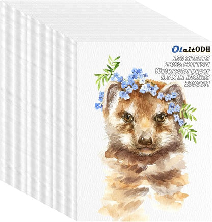 150 Sheets Cotton Watercolor Paper Bulk -230GSM Art Paper-8.5 x 11 inch - Image 9