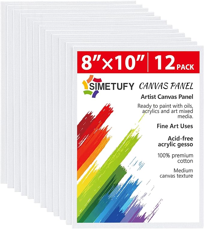 Simetufy 12 Pack 8x10 Canvas Boards by Simetufy
