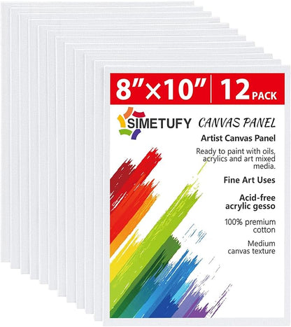 Simetufy 12 Pack 8x10 Canvas Boards by Simetufy