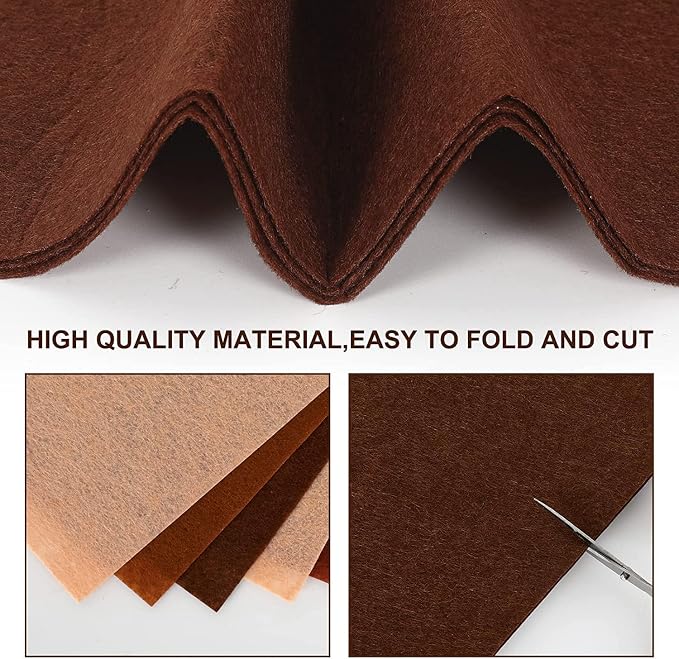 Whaline 20Pcs Fall Felt Fabric Sheets Skin Tone Soft Thick Assorted Cream Brown - Image 3