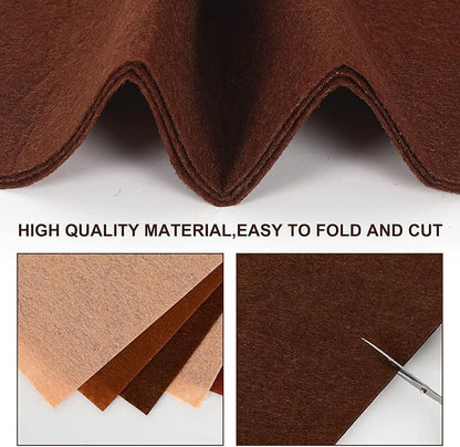 Whaline 20Pcs Fall Felt Fabric Sheets Skin Tone Soft Thick Assorted Cream Brown - Image 3