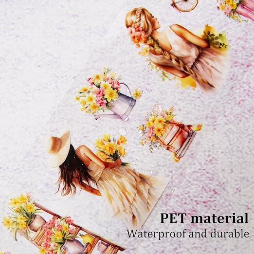 Floral Sea PET Tape Set, 3 Rolls Pre-Cut Botanical Stickers - Image 5