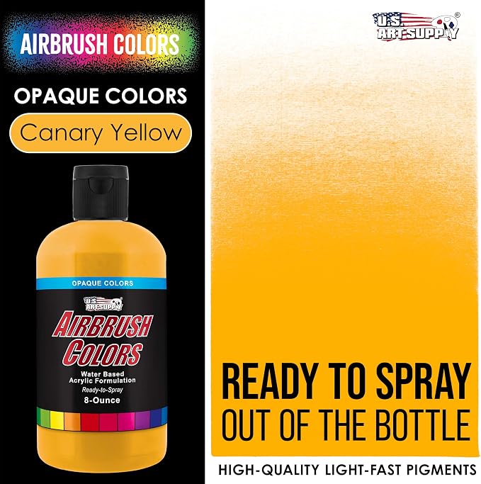 U.S. Art Supply Opaque Canary Yellow Acrylic Special Effects Airbrush Paint - - Image 2