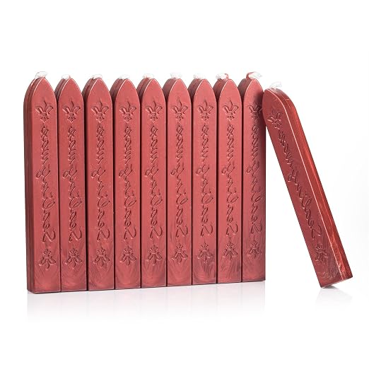 Mceal Sealing Wax Stick with Wick Flower De Luce of France Retro 10 Pieces Pack by Mceal