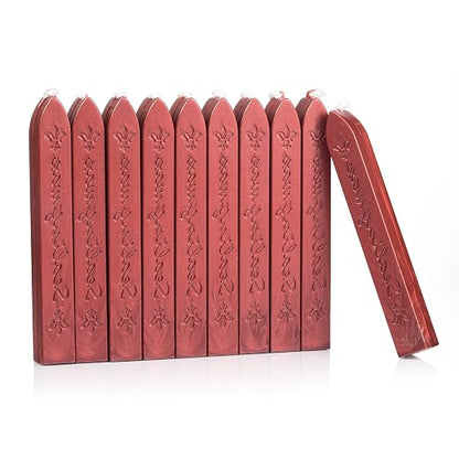 Mceal Sealing Wax Stick with Wick Flower De Luce of France Retro 10 Pieces Pack by Mceal