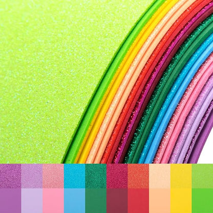 20 Pack Glitter EVA Foam Sheets Craft 8 x 12 inch, 20 Colors Sparkles Foam Paper by Nitelemn