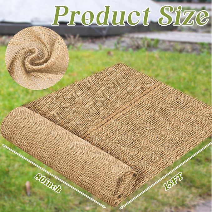 Buryeah 80 Inch x 15 ft Burlap Fabrics Roll Natural Jute Burlap Tree Wraps - Image 2