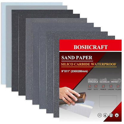 25 Pcs Wet Sandpaper, Sand Paper Assortment by BOSHCRAFT