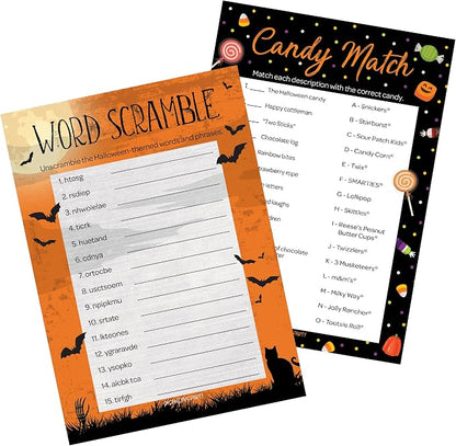 DISTINCTIVS Halloween Party Games – Word Scramble and Candy Match 2 Game Bundle by DISTINCTIVS