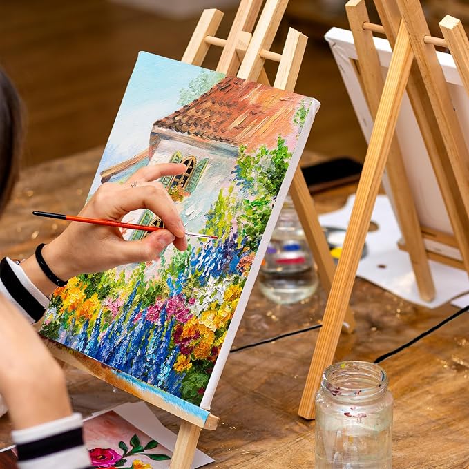 Conda 2 Pack 17 Inch Wooden Tabletop Easel Stand, A-Frame Art Painting Easel - Image 7