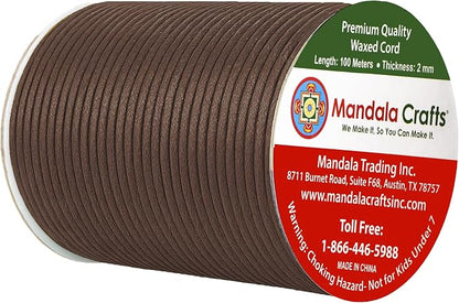 Mandala Crafts 2mm 109 Yards Chocolate Brown Cotton Waxed Cord - Image 2