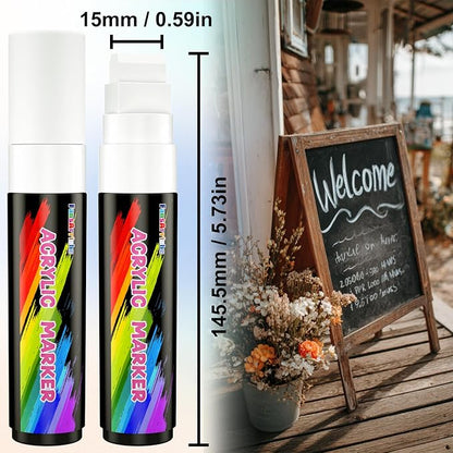 FansArriche Acrylic Paint Markers, 15mm Jumbo Felt Tip, 3 White Waterproof and - Image 3