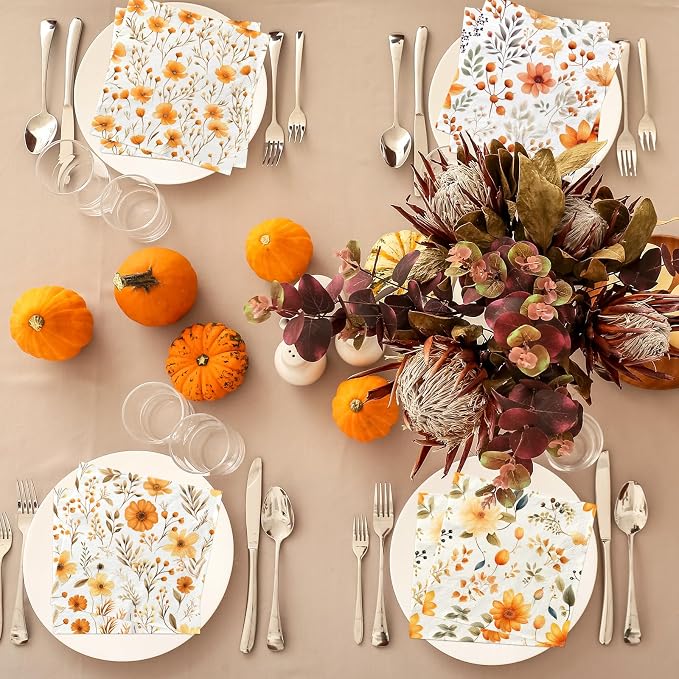 40Pcs Fall Napkins, Fall Baby Shower Decorations Autumn Harvest Party Napkins - Image 3