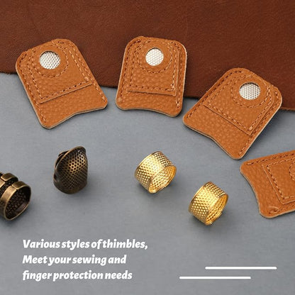 8 Pcs Hand-Working Sewing Thimble, Adjustable Metal Finger Protectors - Image 3