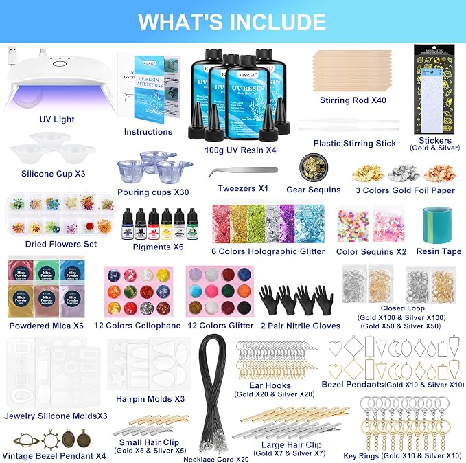 UV Resin Jewelry Making Kit, 400g Crystal Clear Resins - Image 2