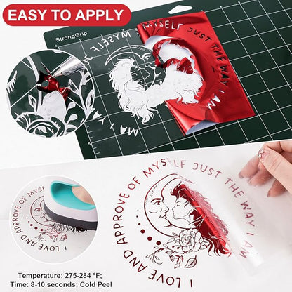 VINYL FROG Metallic Foil HTV Vinyl Roll 12" x12ft Red Chrome Heat Transfer - Image 5