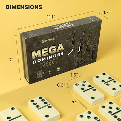 Mega Large 3" Dominoes Set for Adults and Kids – Dominoes Double 6 Classic - Image 3