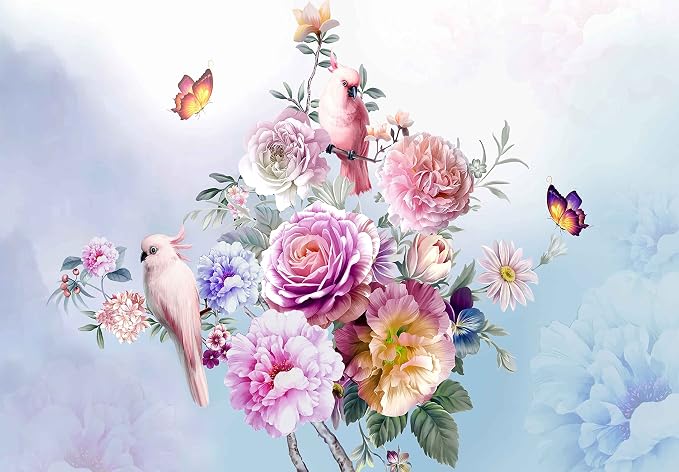 Wall Murals Full of Romantic Leaves and Flower Wallpaper - Image 2