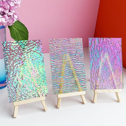 ILLUCKAI 12 Sheets Clear Textured Stained Glass Sheet, 4 x 6 inch Rainbow - Image 2