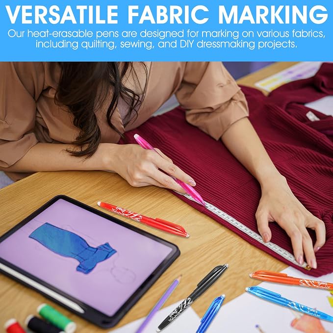 12pcs Heat Erasable Pens for Fabric, Fabric Marking Pens Fabrics Markers No - Image 3