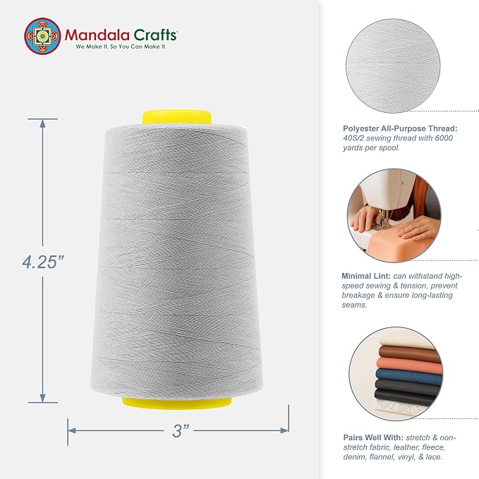 Mandala Crafts 4 Pack of Serger Threads Cones Spools - Image 3