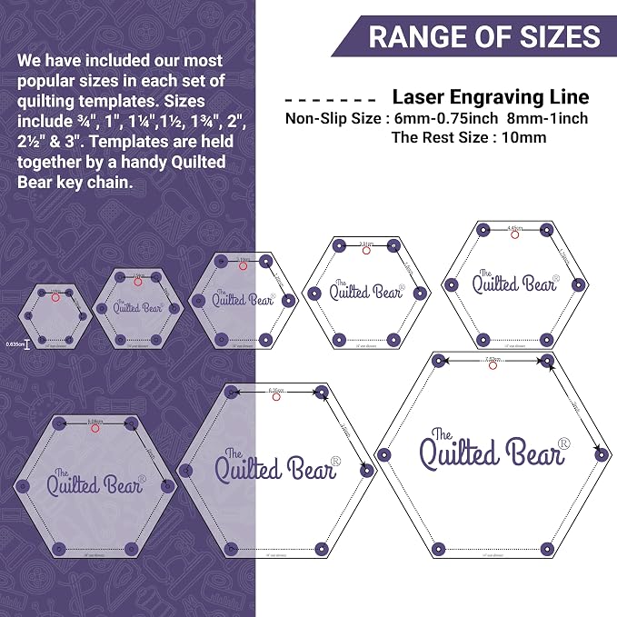 The Quilted Bear Triangle Quilting Templates – 8 Clear Non-Slip Acrylic Quilt - Image 5