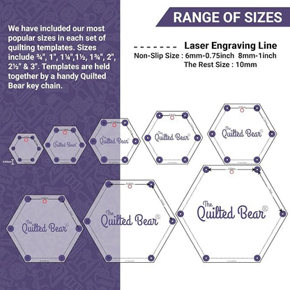 The Quilted Bear Triangle Quilting Templates – 8 Clear Non-Slip Acrylic Quilt - Image 5