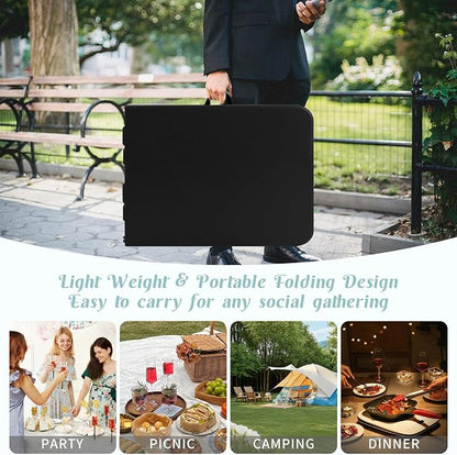 2 Pack 6 FT Folding Tables Black Foldable Table, Fold-in-Half - Image 4